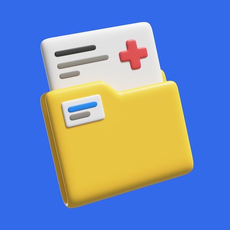 PSD Gratis 3d healthcare icon with medical records