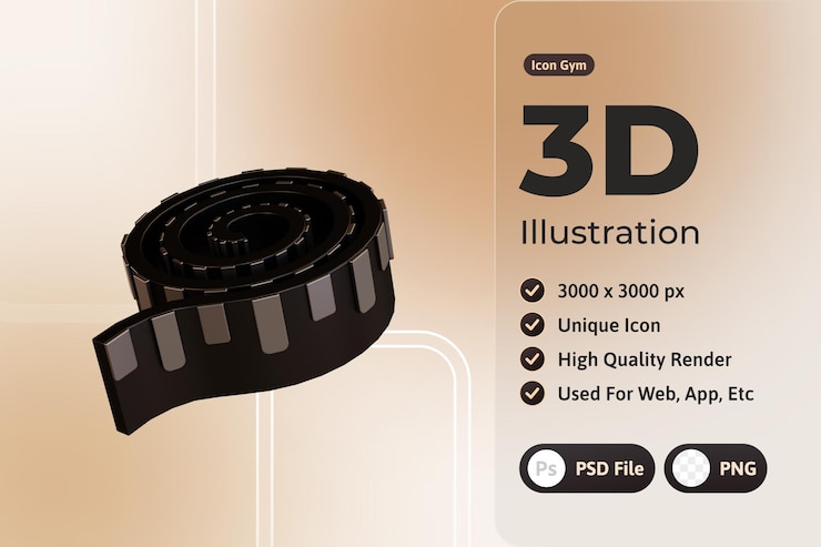 PSD Gratis 3d icon gym, measuring strap body