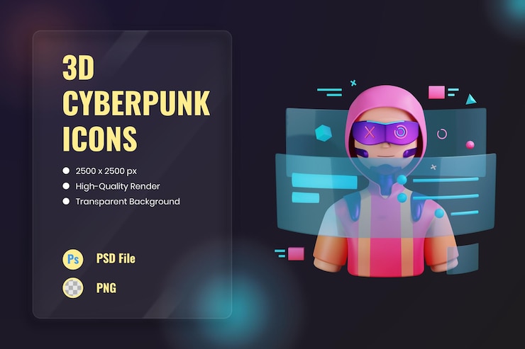 PSD Gratis 3d icon illustration hologram augmented reality future technology