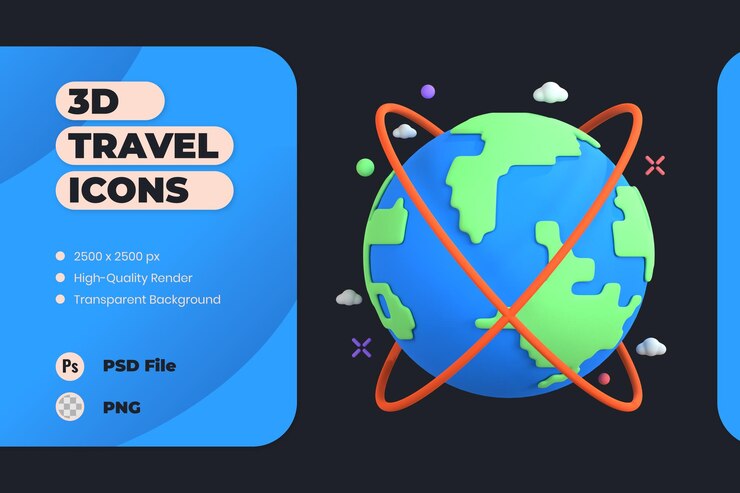 PSD Gratis 3d icon illustration travel holiday trip vacation
