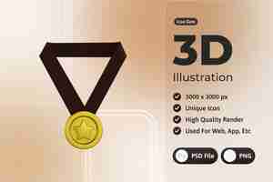 PSD gratuito 3d icono gimnasio, medalla de oro