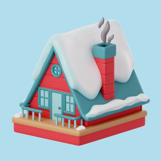 3d icono de invierno con cabina