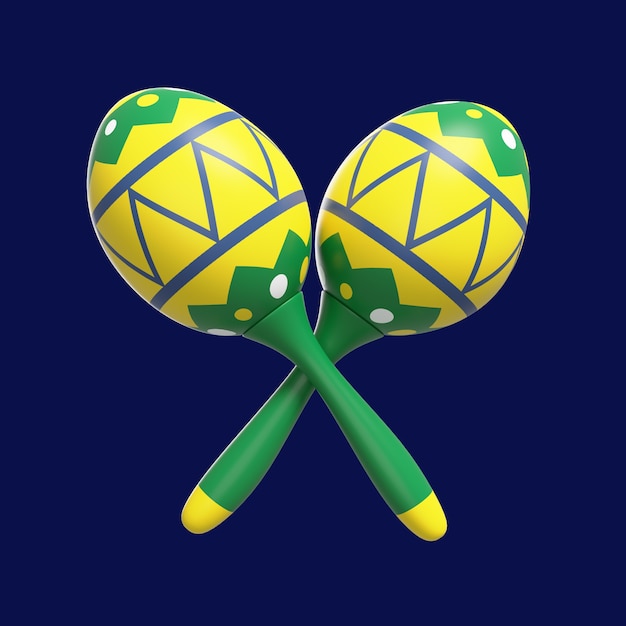 Gratis PSD 3d icoon voor braziliaans carnaval met maracas