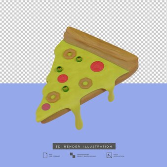 3d illustratie plak van pizza