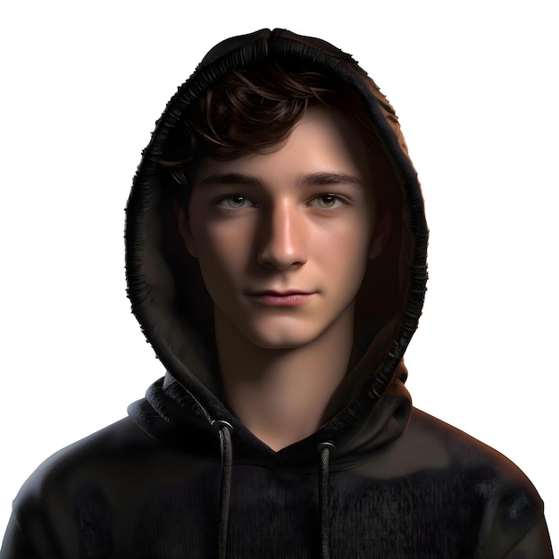 Gratis PSD 3d-illustratie van een tiener met een hoodie