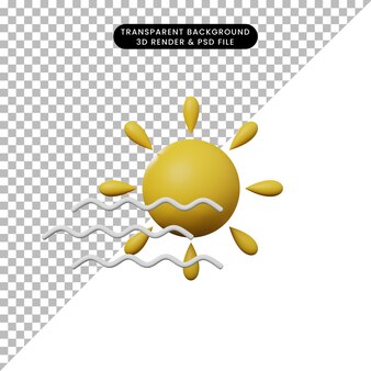 3d illustratie van eenvoudig pictogramweerconcept zonnig winderig