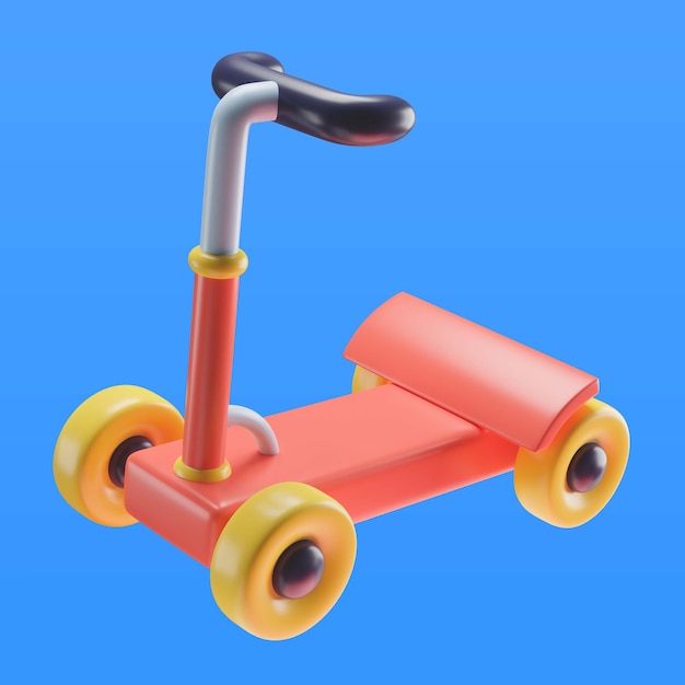 3d illustratie van kinderspeelgoed scooter