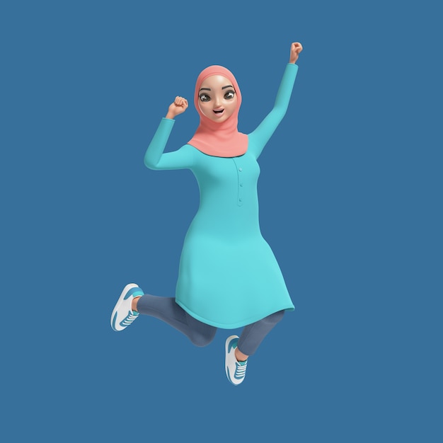 Gratis PSD 3d illustratie van moslimvrouw die hijab draagt