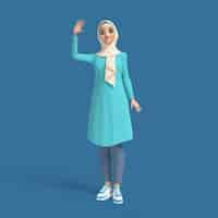 Gratis PSD 3d illustratie van moslimvrouw die hijab draagt