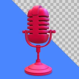 3d illustratie van rode microfoon uitknippad