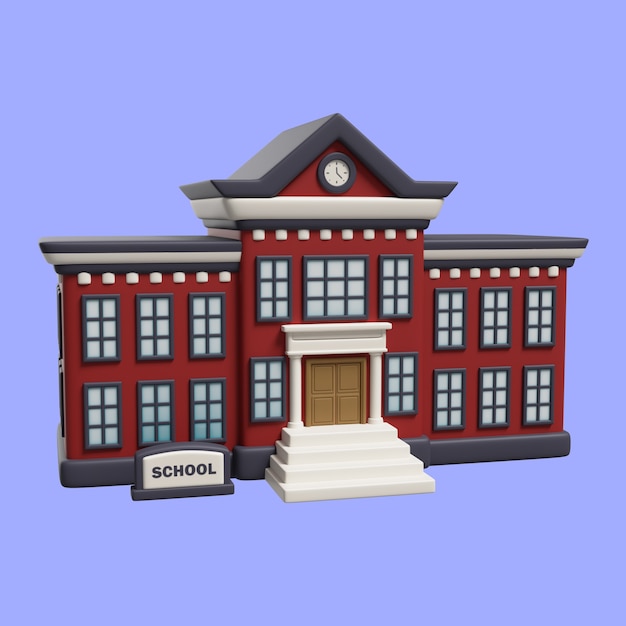 Gratis PSD 3d illustratie van schoolgebouw