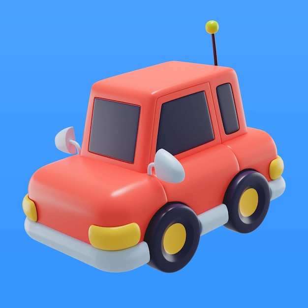 3d illustratie van speelgoedauto voor kinderen