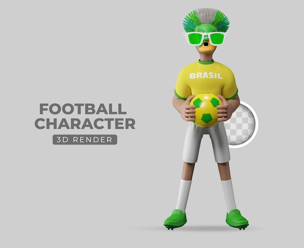 Gratis PSD 3d illustratie voetbalfan vieren