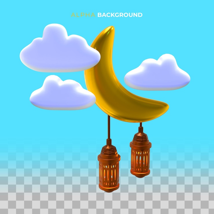 PSD Gratis 3d illustration. islamic new year concept with lantern