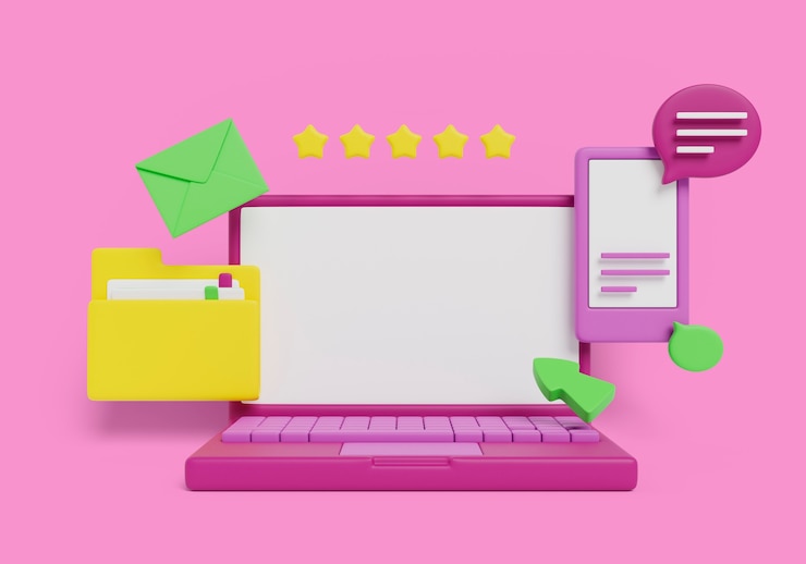 PSD Gratis 3d illustration with blank device screen sales banner