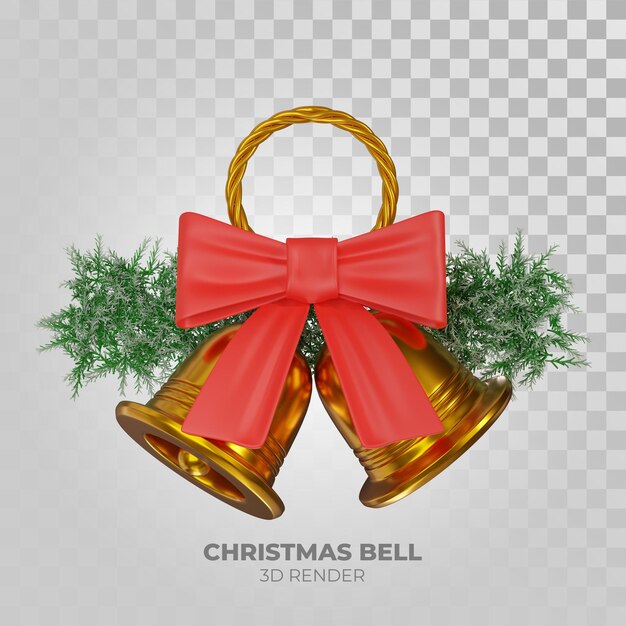 3d ilustración campana de navidad con arco