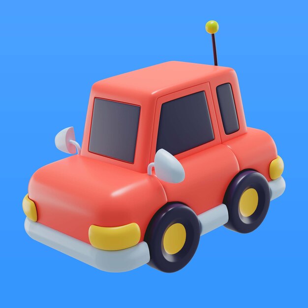3d ilustración de coche de juguete para niños