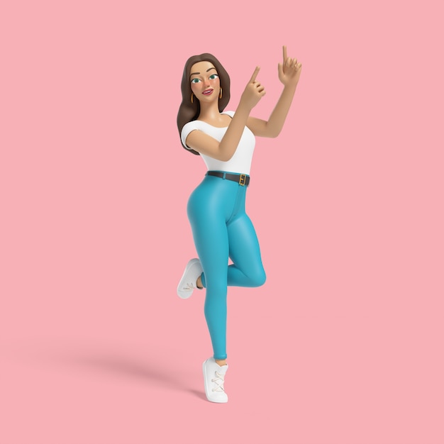 3d ilustración de mujer mostrando una pose de baile