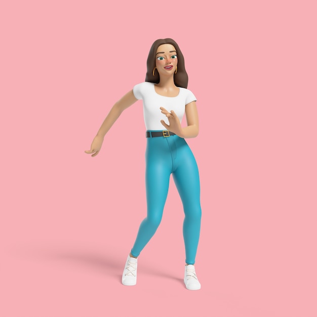 3d ilustración de mujer mostrando una pose de baile