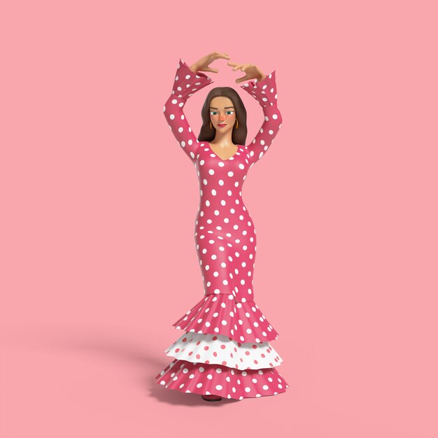 3d ilustración de mujer mostrando una pose de baile