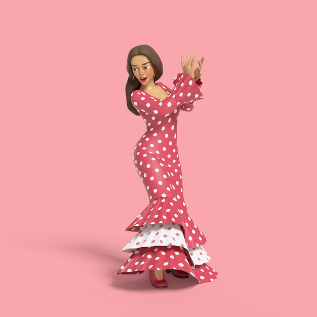 3d ilustración de mujer mostrando una pose de baile