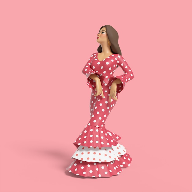 PSD gratuito 3d ilustración de mujer mostrando una pose de baile