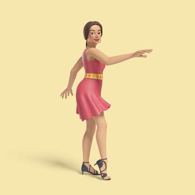 3d ilustración de mujer mostrando una pose de baile