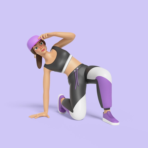 PSD gratuito 3d ilustración de mujer mostrando una pose de baile