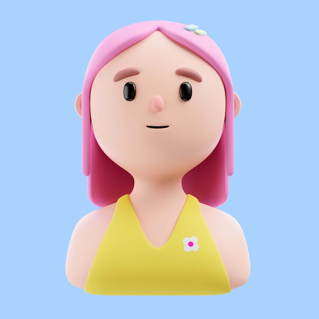 PSD gratuito 3d ilustración de persona con cabello rosado