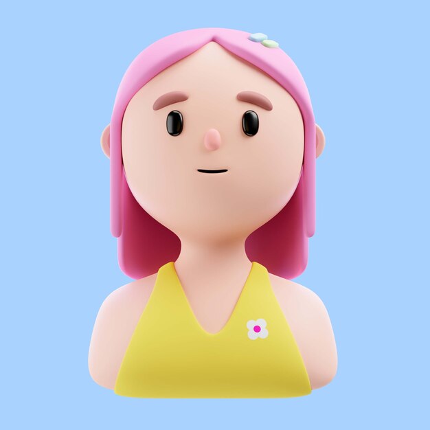 3d ilustración de persona con cabello rosado