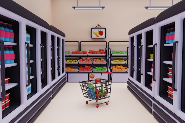 3d ilustración de supermercado