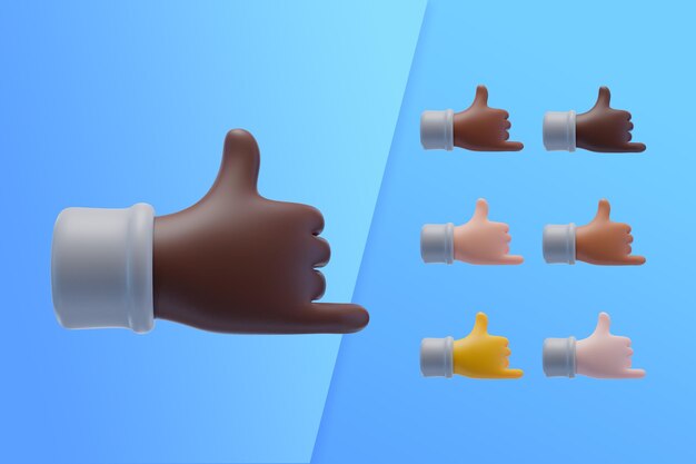 3d inzameling met handen die koel teken tonen