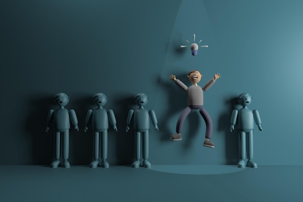 3D karakter jonge man met bedrijfsconcept