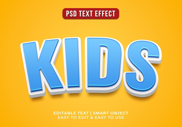 Gratis PSD 3d kinderen blauwe tekst effect