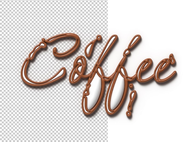 Gratis PSD 3d koffie belettering typografisch 3d illustratie ontwerp