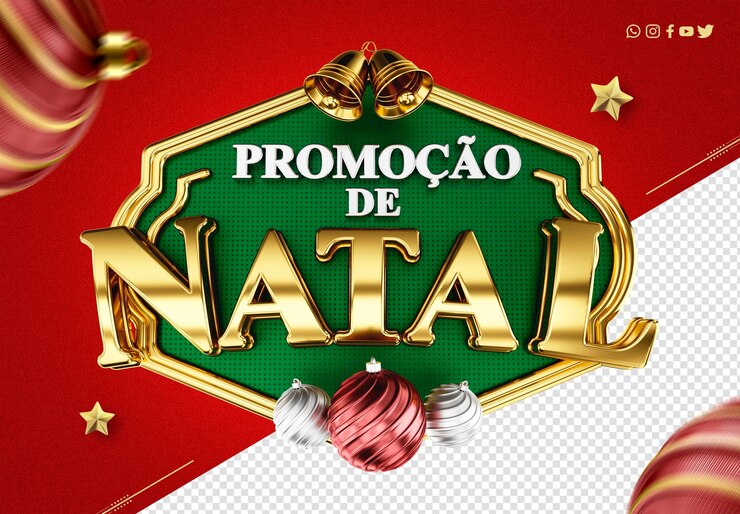 PSD Gratis 3d label christmas promotions merry christmas in portuguese for digital social media feliz natal