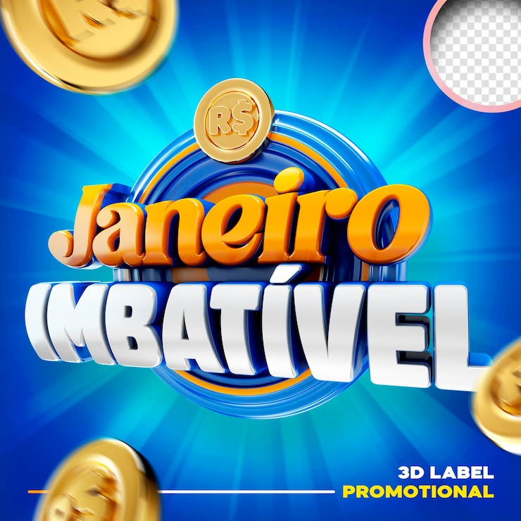 PSD Gratis 3d label january unbeatable offers supermarket promotion retail logo social media