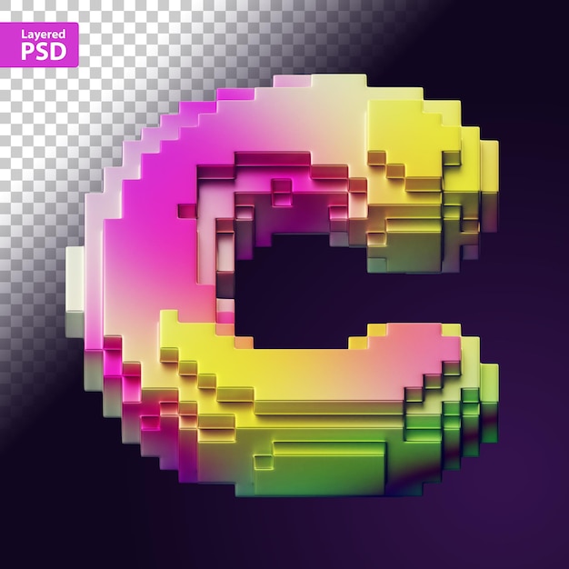 3D-letter gemaakt van kleurrijke pixels