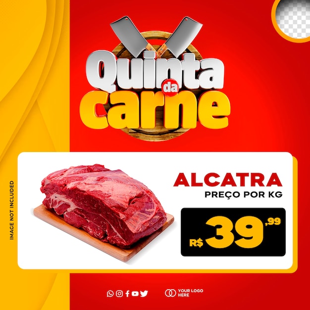 Gratis PSD 3d logo donderdag vlees supermarkt promotie quinta da carne in brazilië