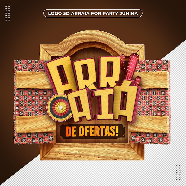 PSD Gratis 3d logo ray of offers for festa junina