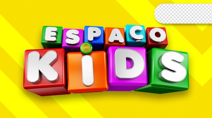PSD Gratis 3d logo space kids childrens toys realistic render