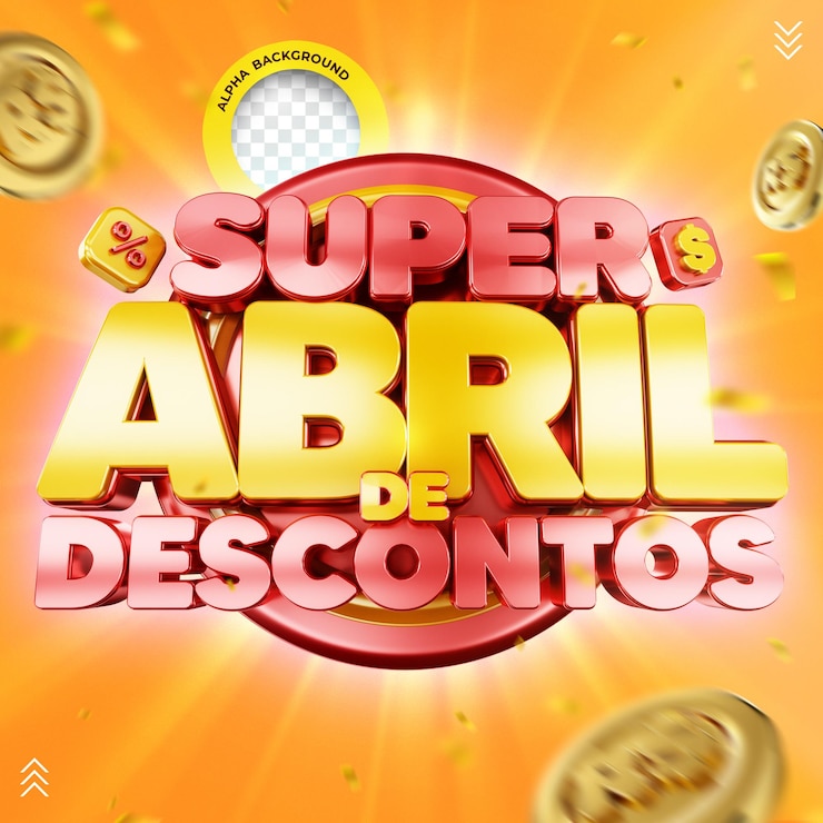 PSD Gratis 3d logo super april discounts april supermarket promotion
