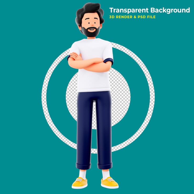Gratis PSD 3d mannelijk personage doet cool