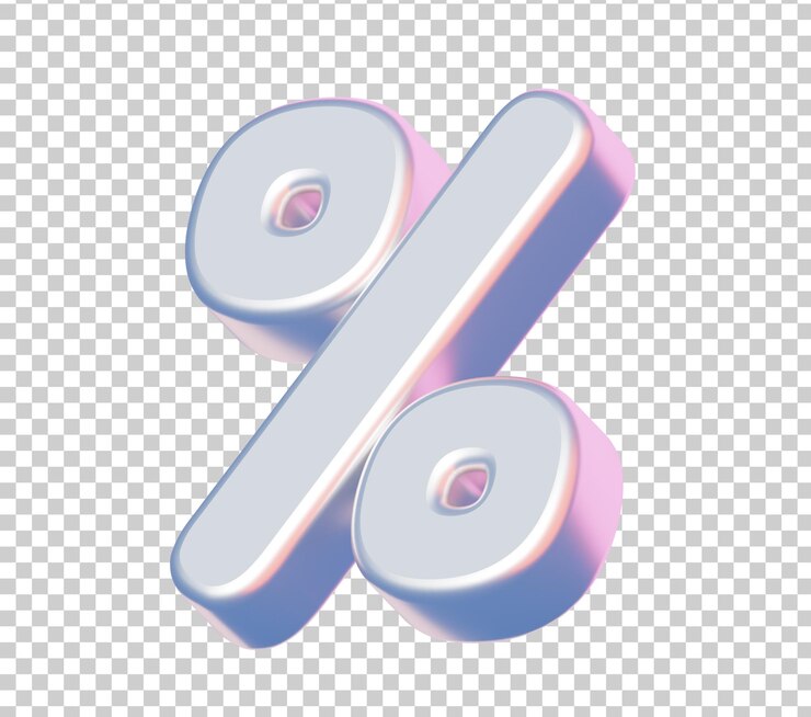 Gratis PSD 3d metallic pastel percentage icon voor interest rate discount financiële groei of data analyse