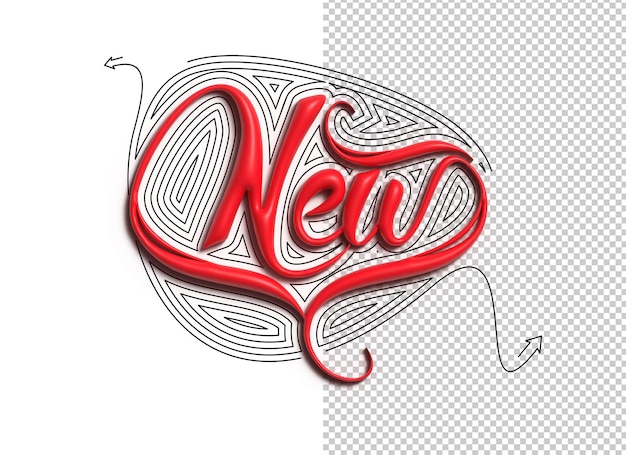 3D Nuevas Letras Tipográfico Transparente Psd