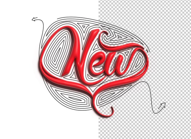 3D Nuevas Letras Tipográfico Transparente Psd