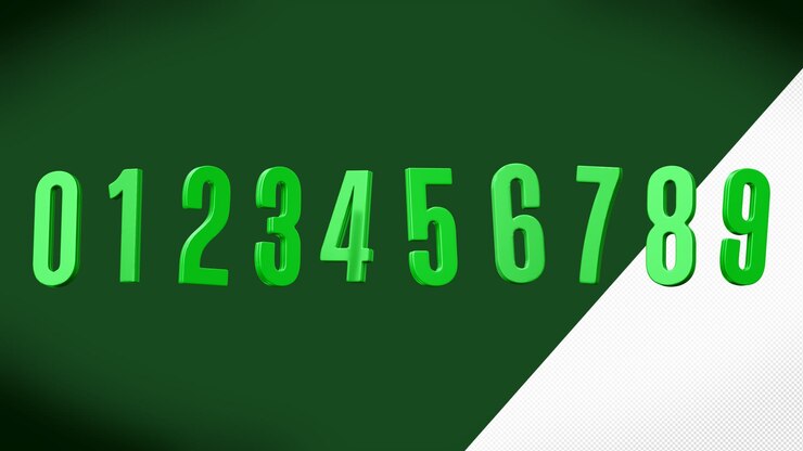 PSD Gratis 3d numbers galeana font with solid green