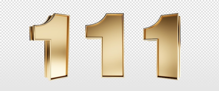 PSD gratuito 3d numero d'oro 1 png isolato per la composizione