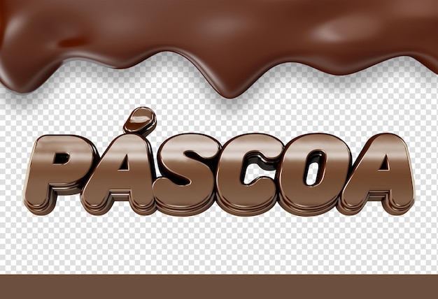 Gratis PSD 3d-paaslogo met gesmolten chocolade textuur pascoa in brazilië