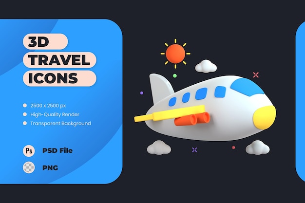 Gratis PSD 3d pictogram illustratie reizen vakantie reis vakantie